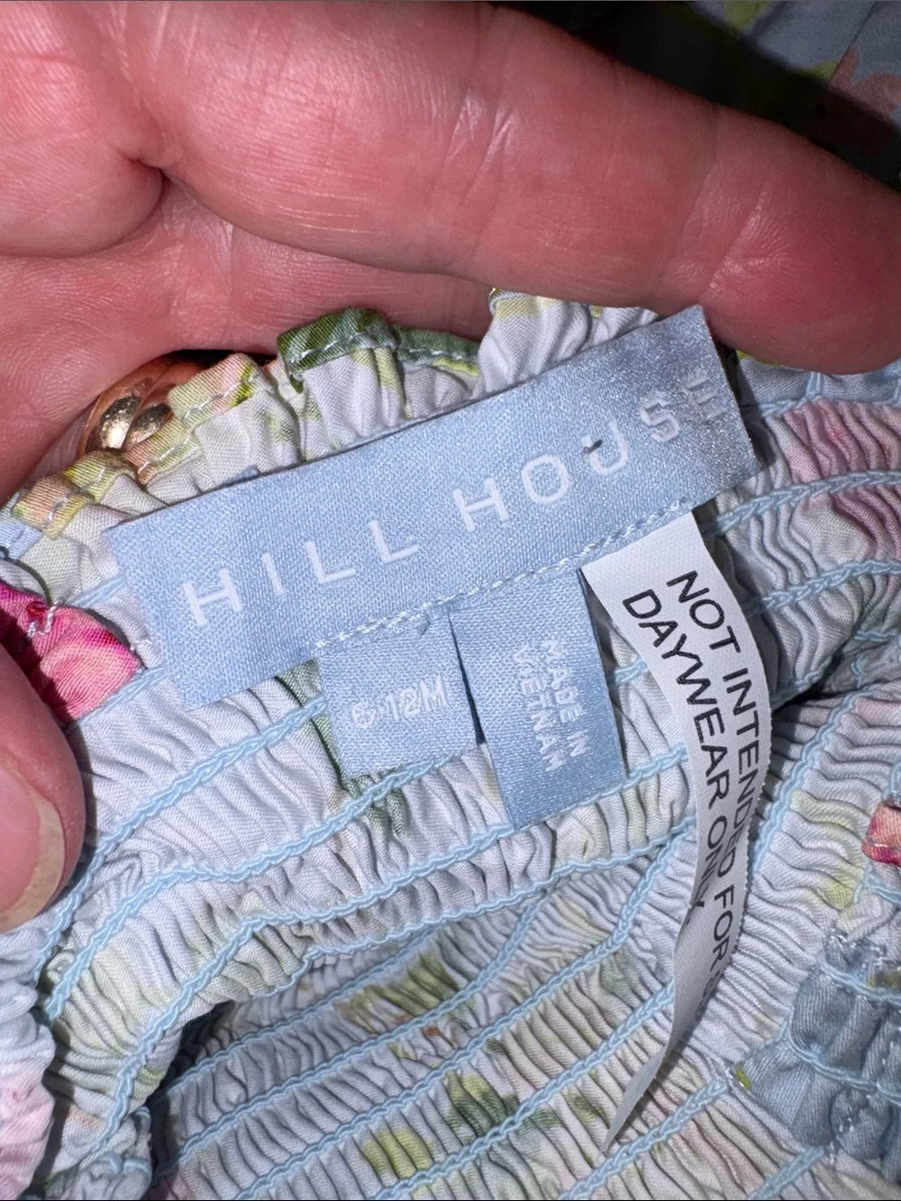 Hill House Light Blue Floral hydrangea Ruffled Sundress smocked 6/12m Girls